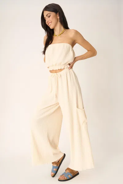 Project Social T Never Better Textured Wide Leg Pant In Neutral