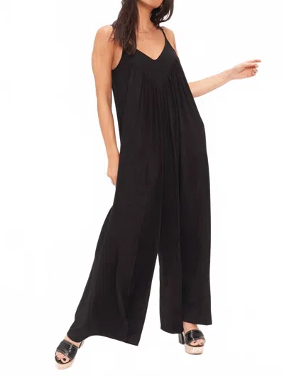 Project Social T No Regrets Relaxed Shirred Jumpsuit In Black