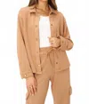 Project Social T Nydia Snap Front Collared Jacket In Root Beer In Gold