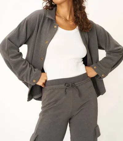 Project Social T Nydia Snap Front Collared Jacket In Vintage Black In Grey