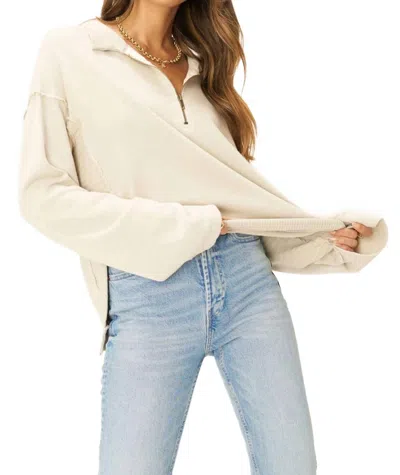 Project Social T Oliver Collared Half-zip Sweatshirt In Cream In Neutral