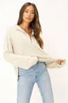 Project Social T Oliver Collared Half-zip Sweatshirt In Cream In White