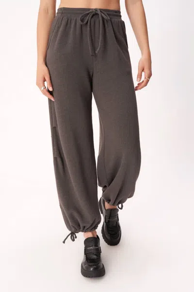 Project Social T On The Rise Parachute Pant In Vintage Black In Gray