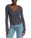 Project Social T Opal Ruched Side Brushed Rib Top In Blue