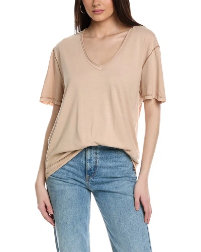 Project Social T Ozzie Vintage Wash V-neck T-shirt In Beige