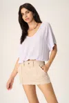 Project Social T Paola Sweater V Neck Bubble Tee In White