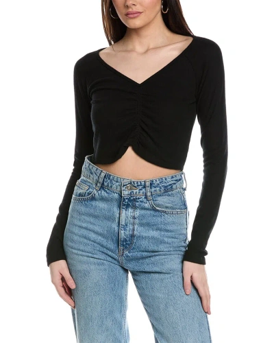 Project Social T Paradise Cozy Ruched Front Top In Black