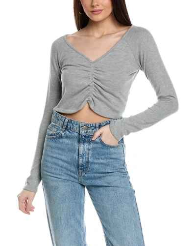 Project Social T Paradise Cozy Ruched Front Top In Grey