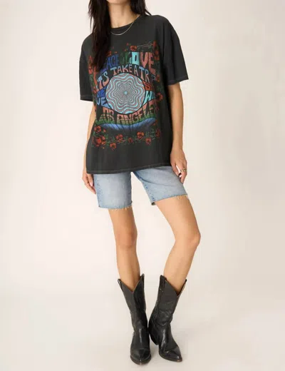 Project Social T Peace And Love Relax T Shirt In Vintage Black