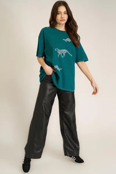 Project Social T Pink Cheetahs Oversized Tee In Blue