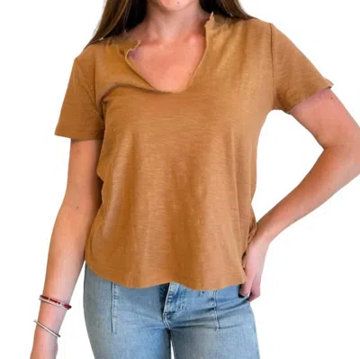 Project Social T Plata Notched Tee In Sienna In Brown