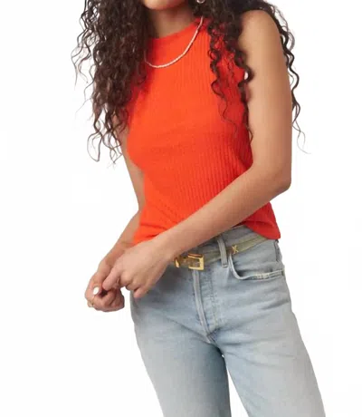 Project Social T Player Fitted Racerback Rib Tank In Fiesta Flame In Multi
