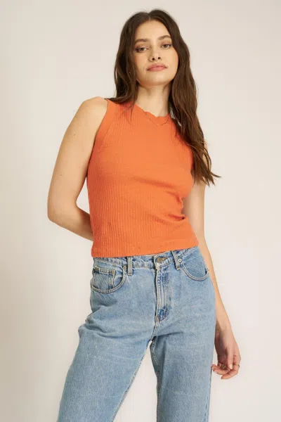 Project Social T Player Fitted Racerback Rib Tank In Orange