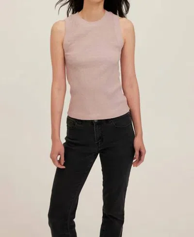 Project Social T Player Fitted Racerback Rib Tank Top In Dusty Lilac In Pink