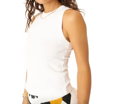 Project Social T Player Racerback Rib Tank In White In Gray