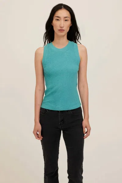 Project Social T Player Rib Tank Top In Island Teal In Blue
