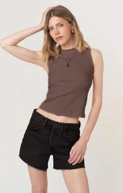 Project Social T Player Rib Tank Top In Taupe In Brown