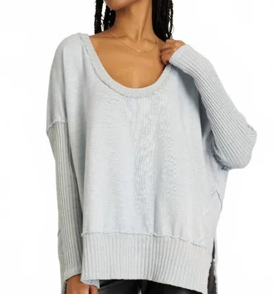 Project Social T Quinn Mixed Fabric Pullover In Soft Blue