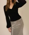 Project Social T Get Ready Mixed V Neck Pullover In Dark Night In Black