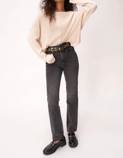 Project Social T Ramina Seamed Textured Longsleeve Top In Ginger Root In White