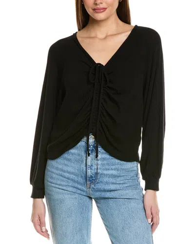 Project Social T Remy Ruched Front Sweater Rib Top In Black