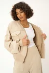 Project Social T Rhyna Zip Up Pocket Jacket In Neutral