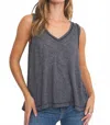 Project Social T Roll With It Split Back Tank Top In Black In Gray