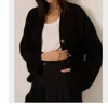 Project Social T Romy Button Front Cardi In Black In Black
