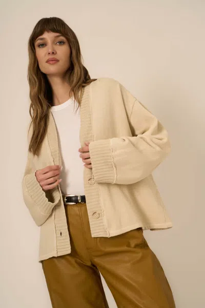 Project Social T Romy Button Front Cardi In Neutral