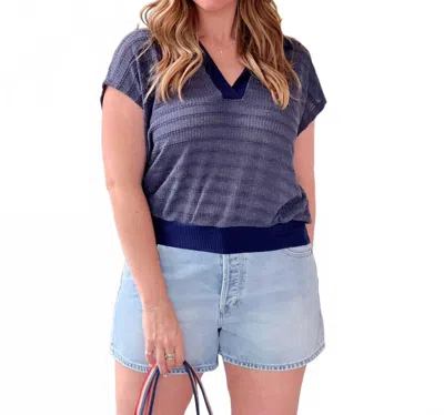 Project Social T Saal Short Sleeve Top In Midnight Navy In Blue