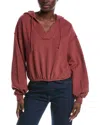 Project Social T Samson Bubble Hem V-neck Hoodie In Brown