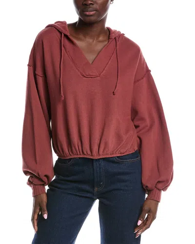 Project Social T Samson Bubble Hem V-neck Hoodie In Desert Clay In Brown