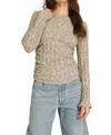 Project Social T Sanna Boat Neck Rib Long Sleeve Top In Mother Of Pearl