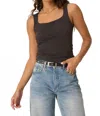 Project Social T Sarah Square Neck Tank In Washed Black In Brown