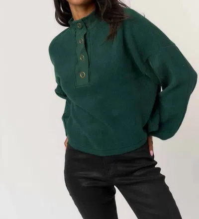 Project Social T Saturn Henley Sweatshirt Top In Midnight Emerald In Green