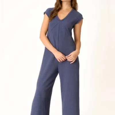 Project Social T See Me Seamed Pointelle Jumpsuit In Navy Bliss In Blue