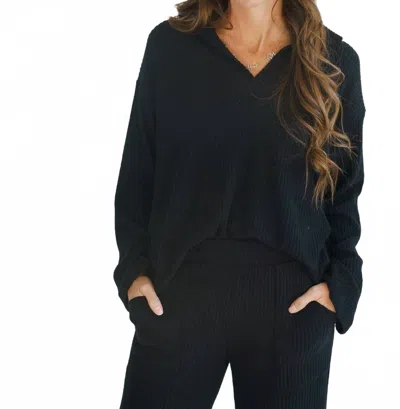 Project Social T Shea Collared Pullover Top In Black