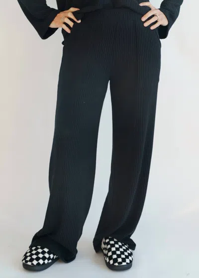 Project Social T Shea Wide Leg Pant In Black In Blue