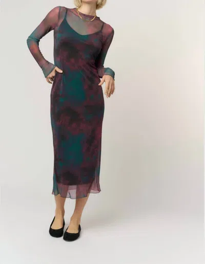 Project Social T Shibon Novelty Layered Mesh Dress In Burgundy In White