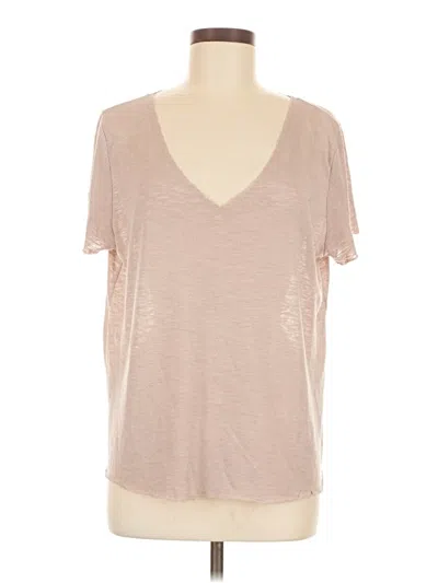 Pre-owned Project Social T Short Sleeve Top Tan V Neck Tops In Brown