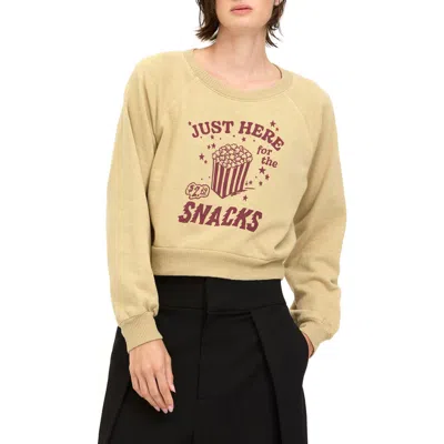 Project Social T Snacks Shrunken Graphic Sweatshirt In Camel