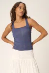Project Social T Soiree Side Ruched Tank Top In Electric Indigo In Blue