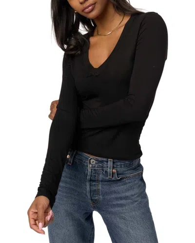 Project Social T Solace V-neck Longsleeve Top In Black