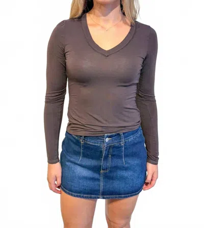 Project Social T Solace V-neck Tee In Brown