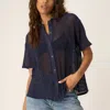 Project Social T Sonja Mesh Button Up Tee In Navy Bliss In Blue
