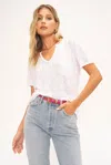 Project Social T Sophia Pocket V Neck Tee In White