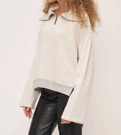 Project Social T Sorento Half Zip Sweatshirt In Ivory In White