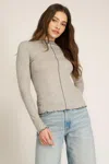 Project Social T Sparks Seamed Rib Funnel Neck Long Sleeve In Gray