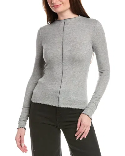 Project Social T Sparks Seamed Rib Funnel Neck Top In Gray