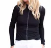 Project Social T Sparks Seamed Rib Funnel Neck Top In Black